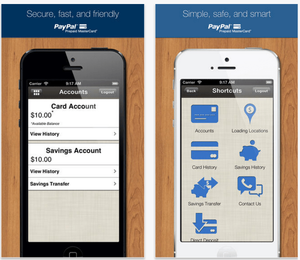 PayPal Prepaid Card iPhone App