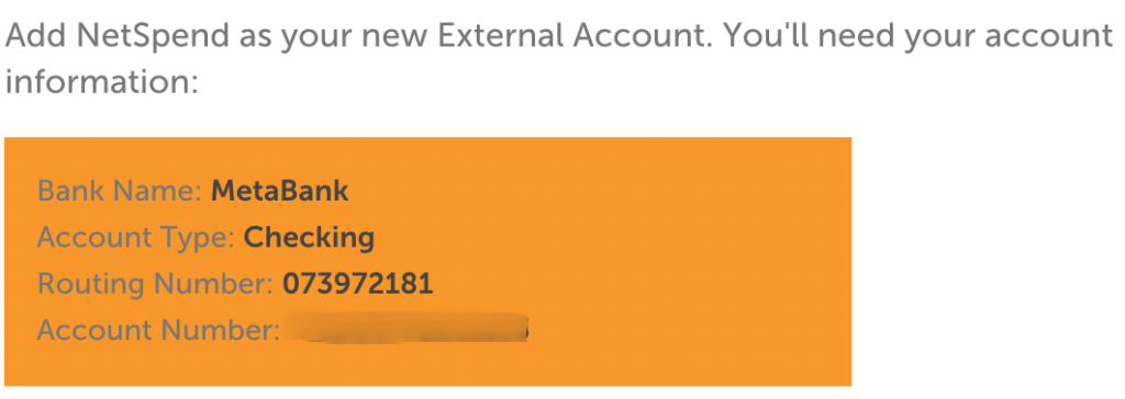 NetSpend Routing and Account Number