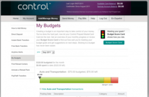 Control Prepaid Mastercard Budgeting