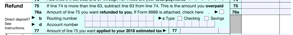 Selecting a prepaid card on tax return