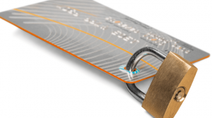 Credit card secured with a padlock